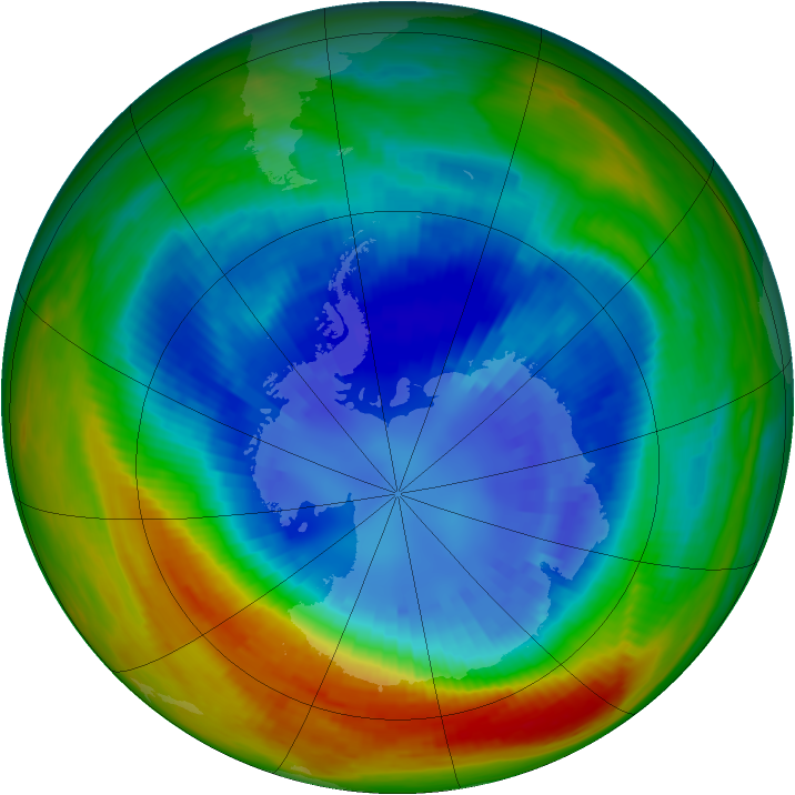 Antarctic ozone map for 05 September 1991